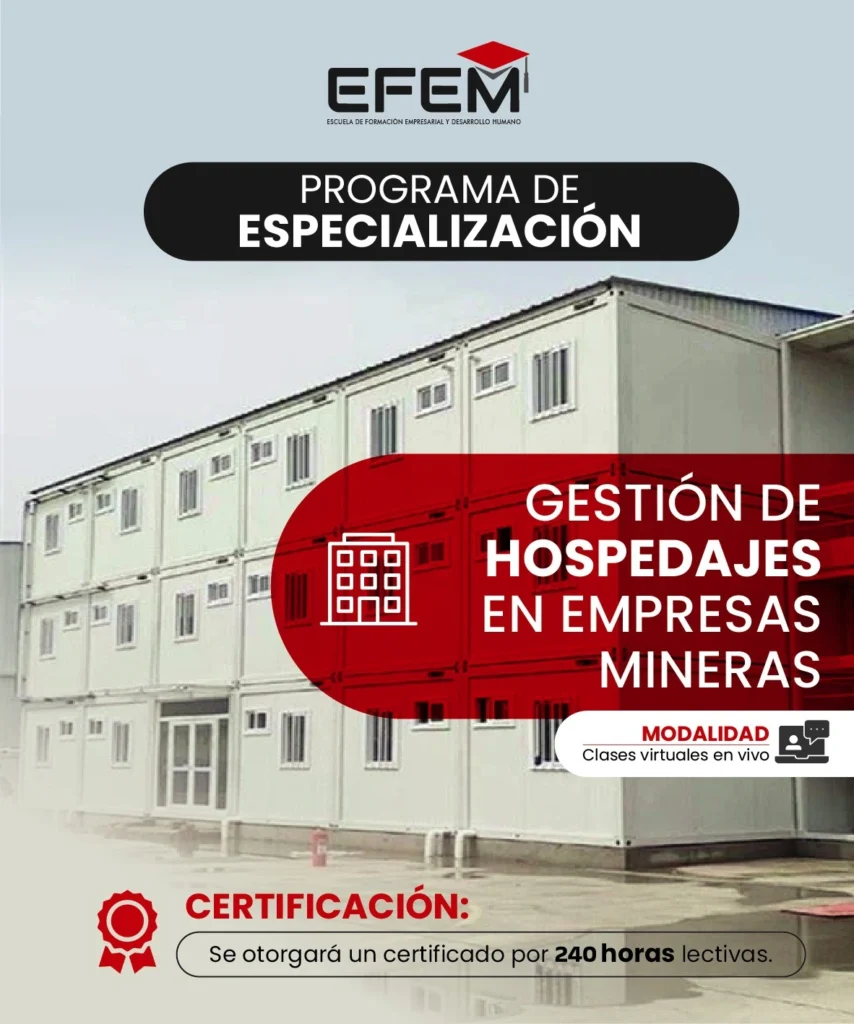 Curso Gestión de Hospedajes en Empresas Mineras - EFEM Perú Huancayo Mina