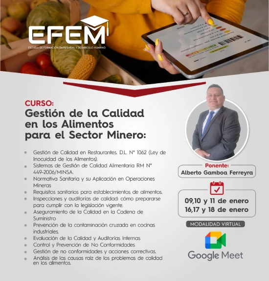 Gestión de Calidad en los Alimentos para el Sector Minero